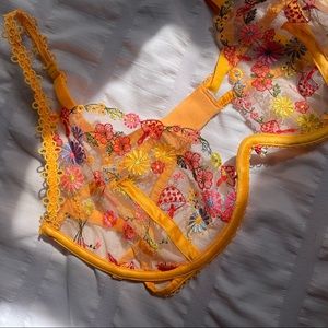 For Love and Lemons Meadow Embroidery Bra Size 34D